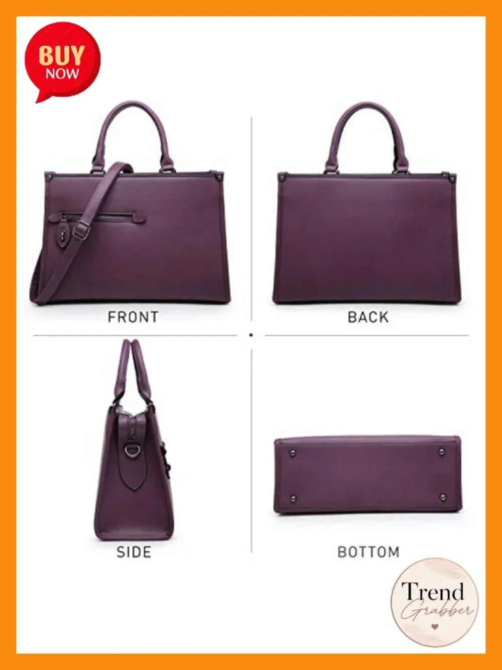 Vegan Leather Satchel Tote with Matching Wallet, Top Handle & Shoulder Strap